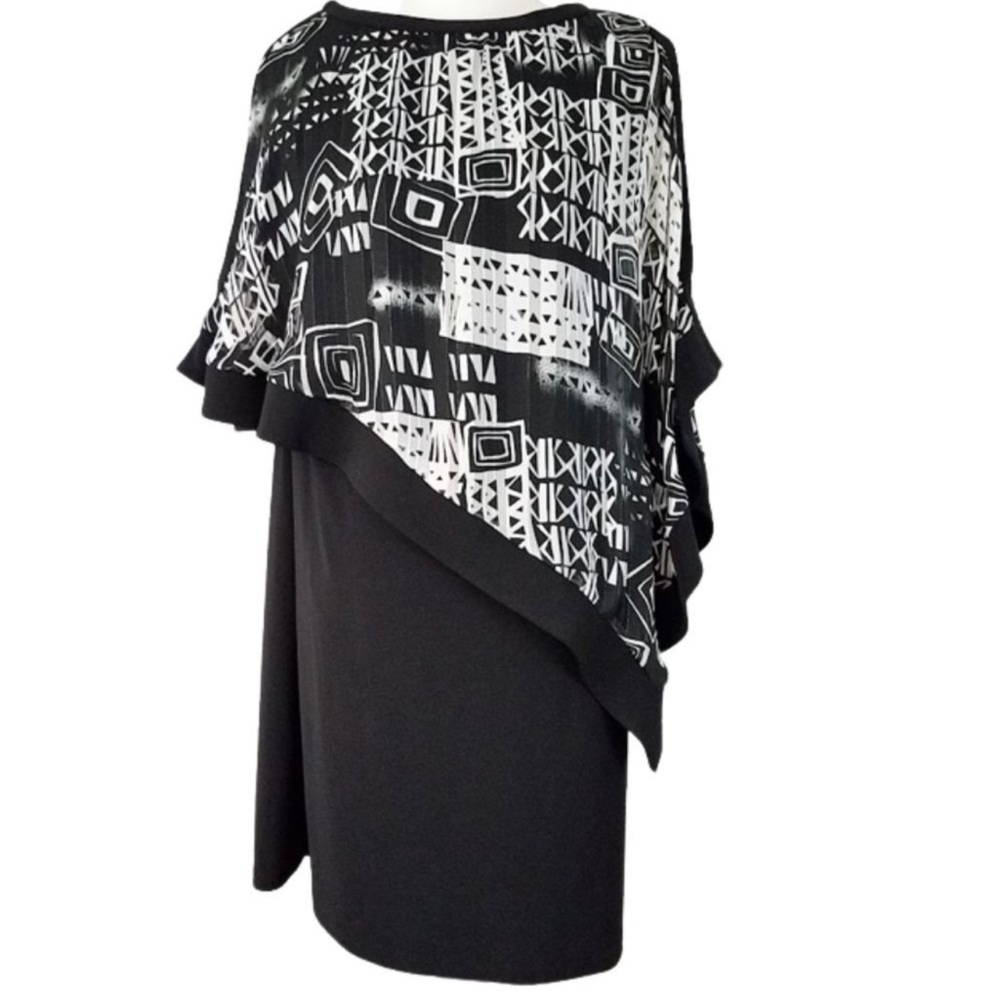 R&M Richards. Black and White Cold Shoulder Dress. Size 8.